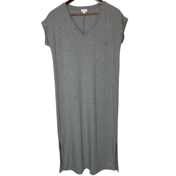 Cuyana Pima Cotton T Shirt Midi Dress Gray Short Sleeve Side Slits Medium - Picture 3 of 7